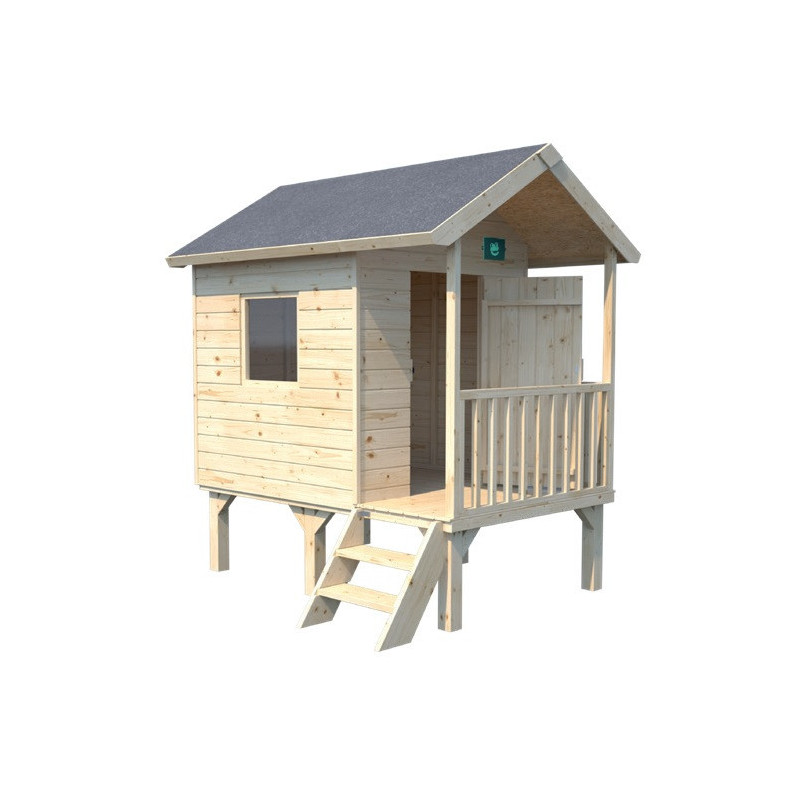 Cabane de jeux en bois brut Kangourou+, sur pilotis, Soulet
