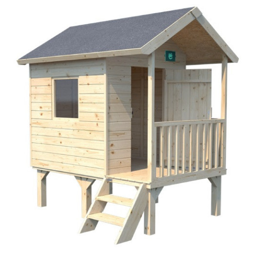 Cabane de jeux en bois brut Kangourou+, sur pilotis, Soulet