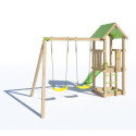 Station de jeux Easy Xperience en bois FSC avec toboggan et balançoires