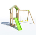 Station de jeux Easy Xperience en bois FSC avec toboggan et balançoires