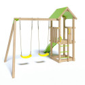 Station de jeux Easy Xperience en bois FSC avec toboggan et balançoires