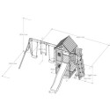 Aire de Jeux Bois Thermo BISON: 2 Balançoires, Trapèze, Toboggan | Abracadaprout