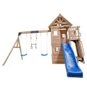 Aire de Jeux Bois Thermo BISON: 2 Balançoires, Trapèze, Toboggan | Abracadaprout