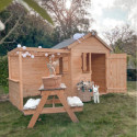 Cabane de jeux en bois 244x128x163cm avec pergola Alpaga – SOULET