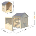 Cabane de jeux en bois 244x128x163cm avec pergola Alpaga – SOULET