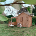 Cabane de jeux en bois 244x128x163cm avec pergola Alpaga – SOULET