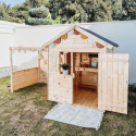 Cabane de jeux en bois 244x128x163cm avec pergola Alpaga – SOULET