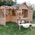 Cabane de jeux en bois 244x128x163cm avec pergola Alpaga – SOULET
