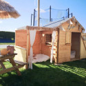 Cabane de jeux en bois 244x128x163cm avec pergola Alpaga – SOULET