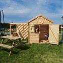 Cabane de jeux en bois 244x128x163cm avec pergola Alpaga – SOULET