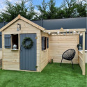 Cabane de jeux en bois 244x128x163cm avec pergola Alpaga – SOULET