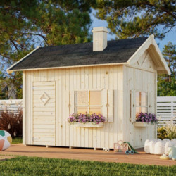 Cabane avec terrasse en épicéa naturel Grete - Palmako