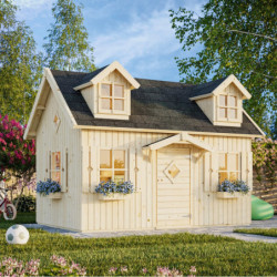 Cabane avec terrasse en épicéa naturel Marie - Palmako
