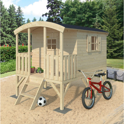 Cabane sur pilotis avec terrasse en épicéa naturel Huck - Palmako