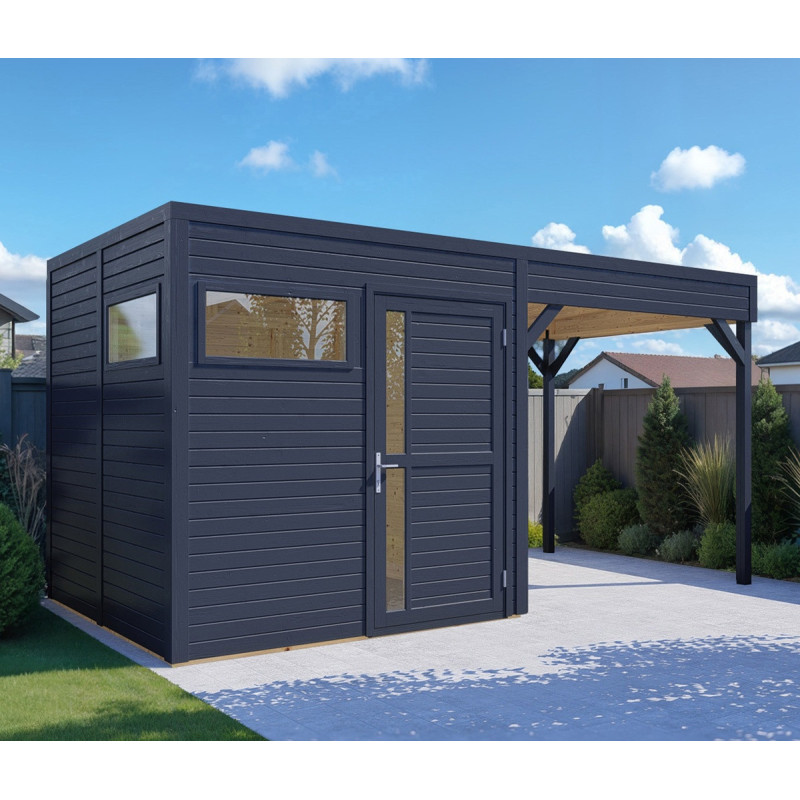 Bertilo Abris de jardin en bois Bois massif Gris 10.5m²
