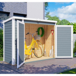 Bertilo Armoire de jardin Bois massif Gris 1.60m²