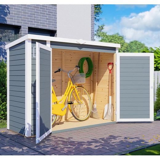 Bertilo Armoire de jardin Bois massif Gris 1.60m²