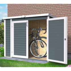 Bertilo Armoire de jardin Bois massif Gris 1.60m²