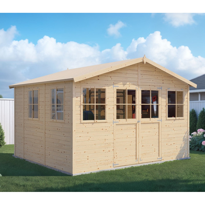 Bertilo Abris de jardin en bois Bois massif Marron 10.3m²
