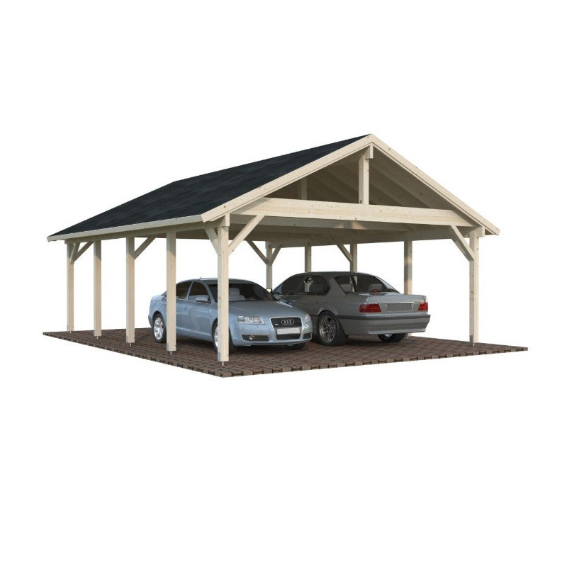 Palmako Carport Bois massif Marron 40.6m²