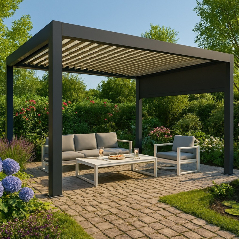 Habrita Rideaux pour pergolas Gris PVC
