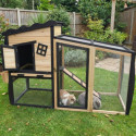 Shelty Pet Clapier Naturel et noir Bois massif 0.91m²