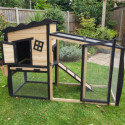Shelty Pet Clapier Naturel et noir Bois massif 0.91m²