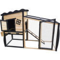 Shelty Pet Clapier Naturel et noir Bois massif 0.91m²