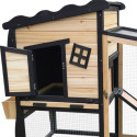 Shelty Pet Clapier Naturel et noir Bois massif 0.91m²