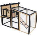 Shelty Pet Clapier Naturel et noir Bois massif 0.91m²