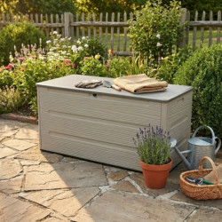 Jôbu Coffre de jardin Beige Polyéthylène Haute Densité (HDPE) 1.08m²