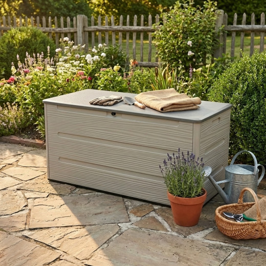Jôbu Coffre de jardin Beige Polyéthylène Haute Densité (HDPE) 1.08m²