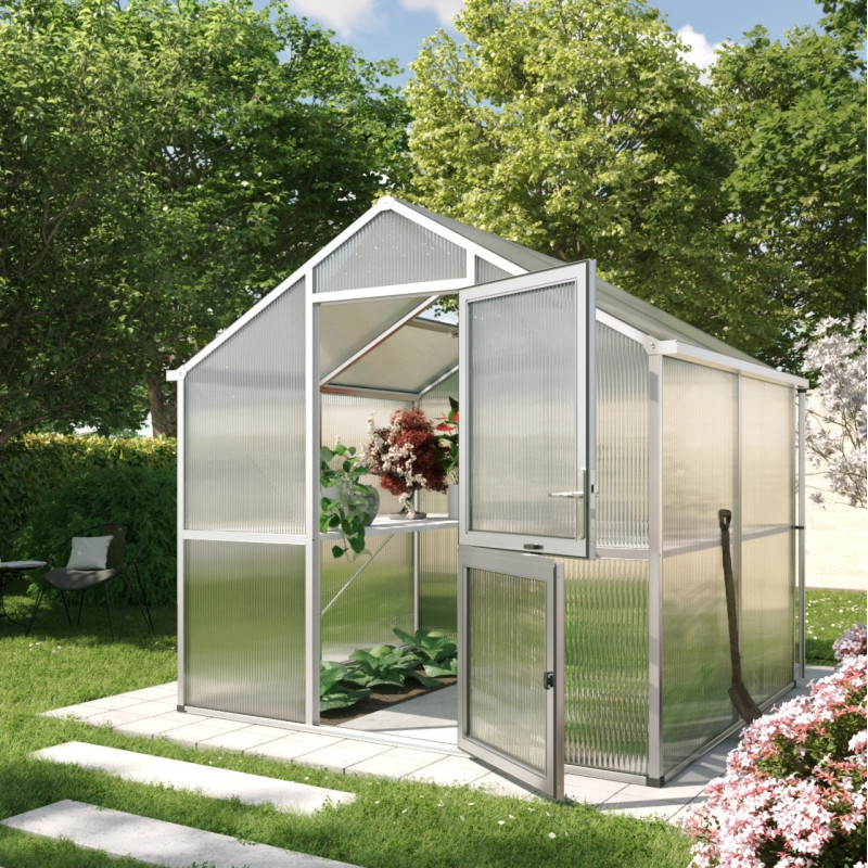 KGT Serre de jardin en polycarbonate Gris 5,06m²
