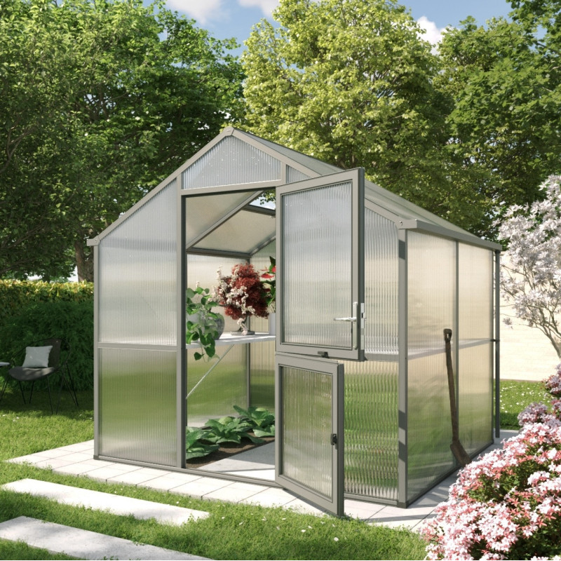 KGT Serre de jardin en polycarbonate Gris 5,06m²