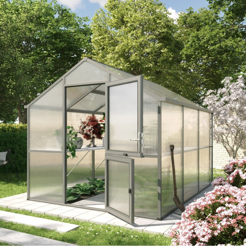 KGT Serre de jardin en polycarbonate Gris 7.5m²