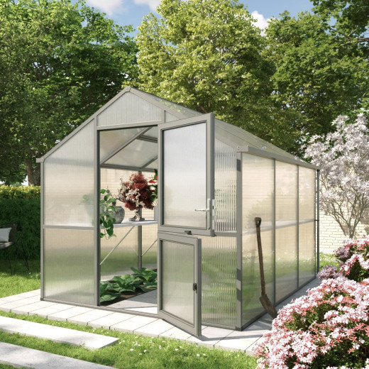 KGT Serre de jardin en polycarbonate Gris 7.5m²