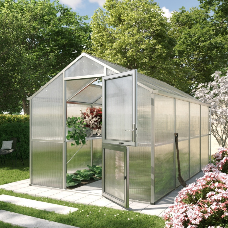 KGT Serre de jardin en polycarbonate Gris 10m²