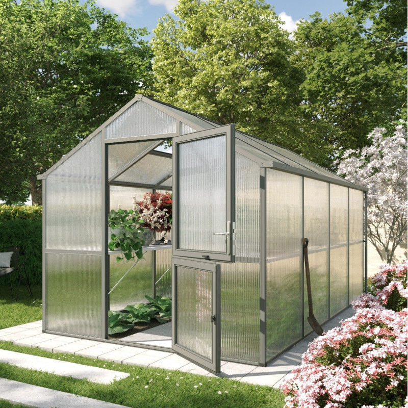 KGT Serre de jardin en polycarbonate Gris 10m²