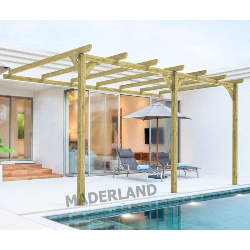 Maderland Tonnelles de jardin Vert Bois massif 9m²