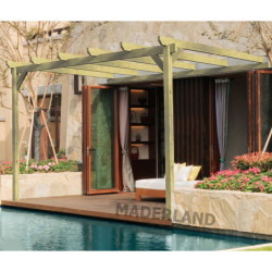 Maderland Tonnelles de jardin Vert Bois massif 15.3m²