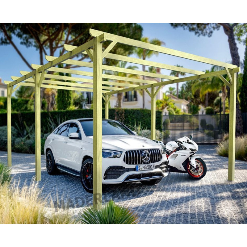 Maderland Carport Vert Bois massif 18m²