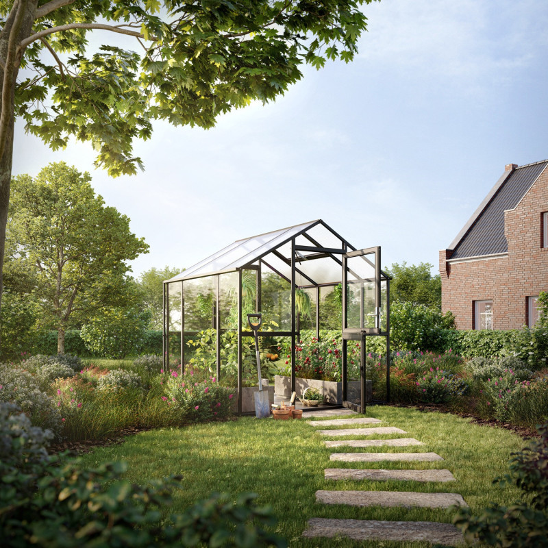 KGT Serre de jardin en verre Gris 5m²