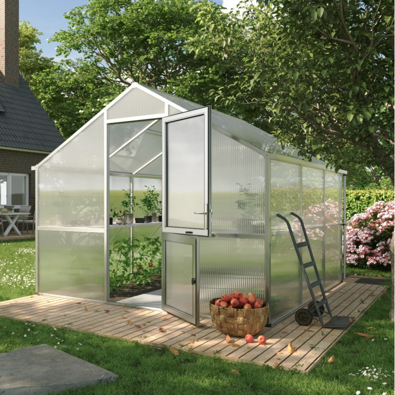 KGT Serre de jardin en polycarbonate Gris 9.6m²