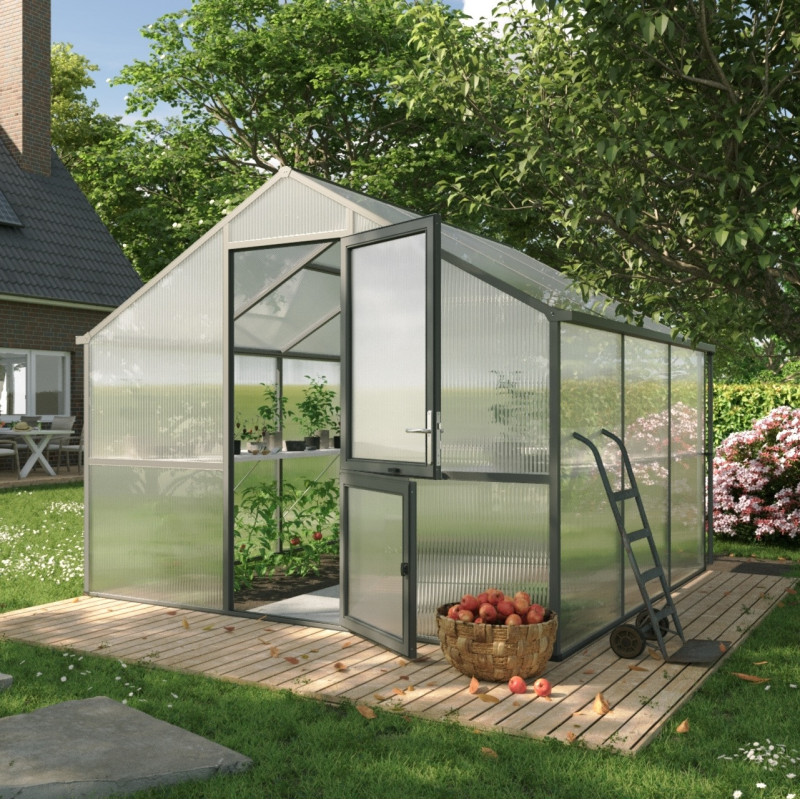 KGT Serre de jardin en polycarbonate Gris 9.6m²