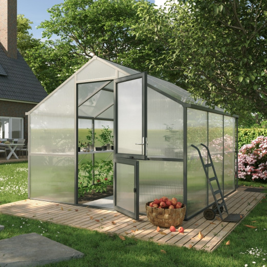 KGT Serre de jardin en polycarbonate Gris 9.6m²