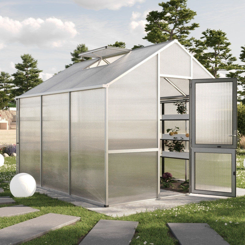 KGT Serre de jardin en polycarbonate Gris 9.6m²