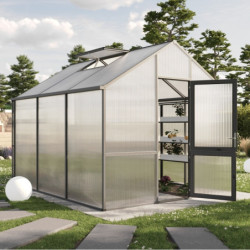 KGT Serre de jardin en polycarbonate Gris 9.6m²