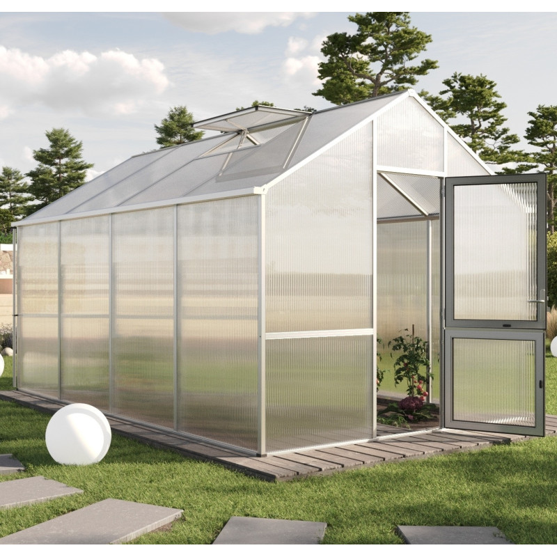 KGT Serre de jardin en polycarbonate Gris 12.74m²