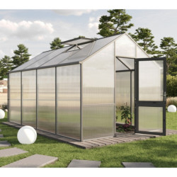 KGT Serre de jardin en polycarbonate Gris 12.74m²