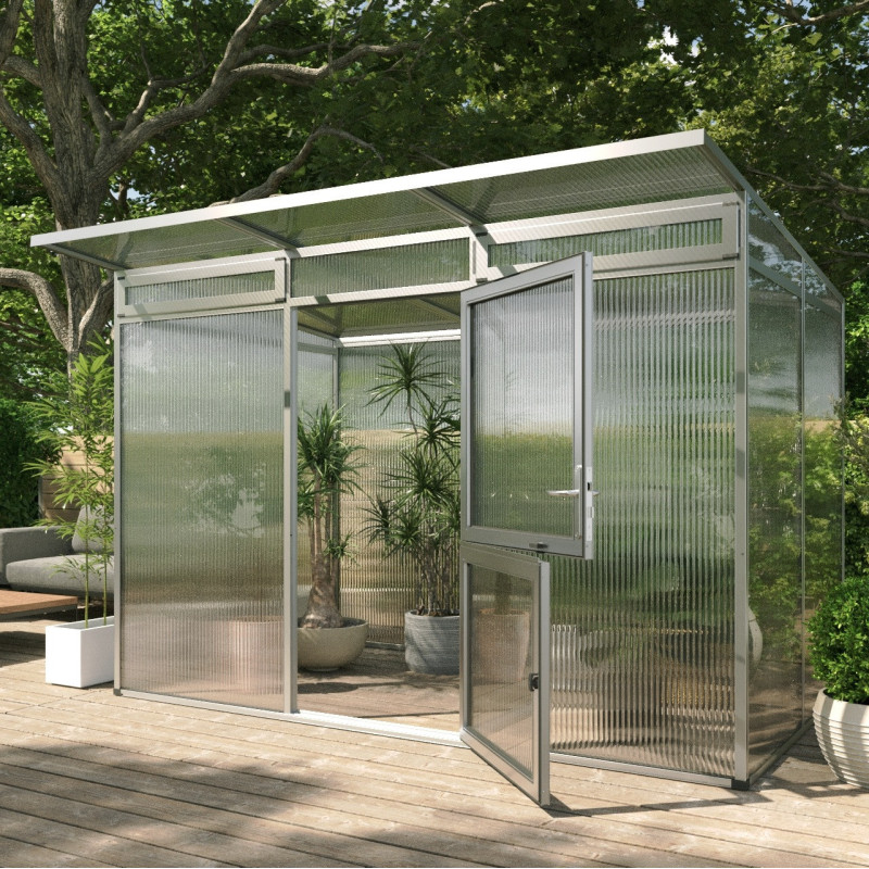 KGT Serre de jardin en polycarbonate Gris 6.00m²